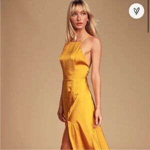 Lulu's Yellow Halter Backless Sundress size 2